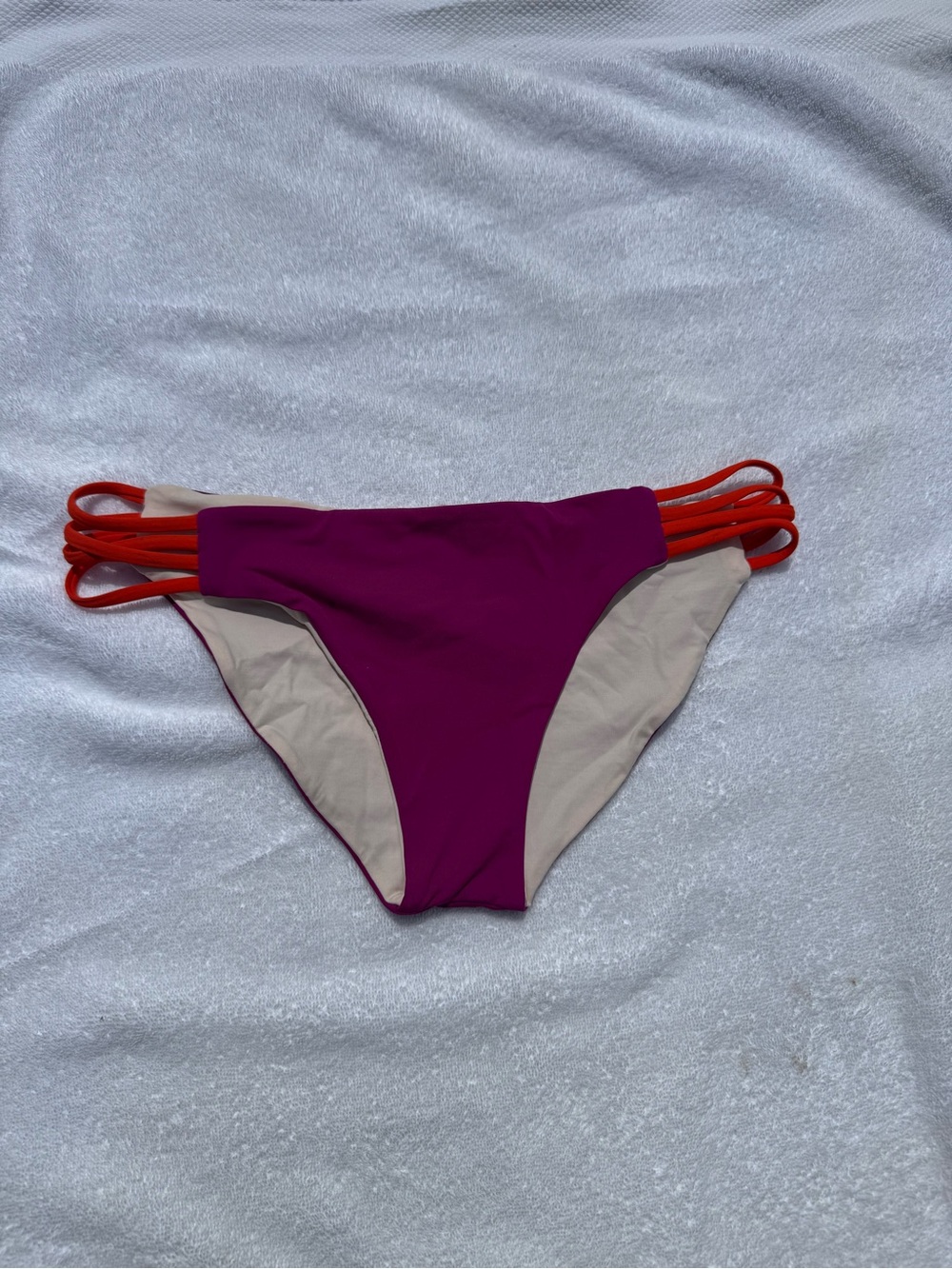 L*space Magenta Bikini Bottom with Orange Strappy Sides. NWT